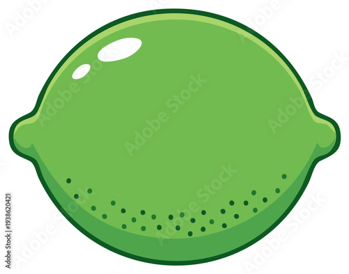 Cartoon-style illustration of a fresh, green lime with a white highlight