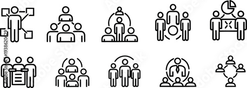 Icon set for teamwork and collaboration concepts
