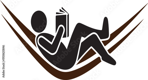 Relaxing person reading book in hammock on vacation