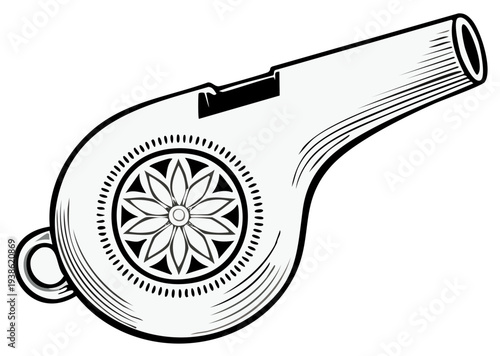Classic Referee Whistle with Decorative Geometric Pattern