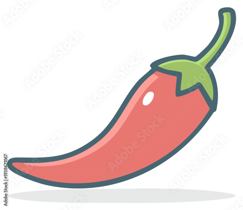 Red Hot Chili Pepper, Isolated, Single, Fresh, Spicy, Delicious, Cartoon Food, Vegetable, Health