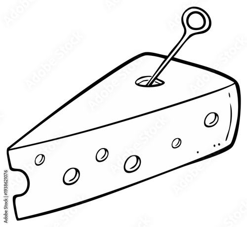 Cartoon wedge of cheese with a toothpick