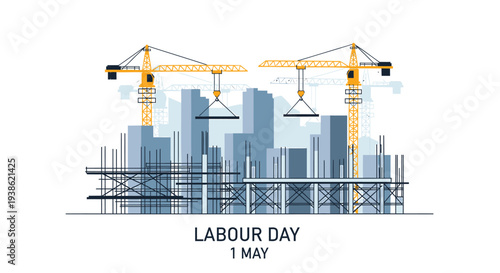 Vector Labour Day construction cityscape illustration