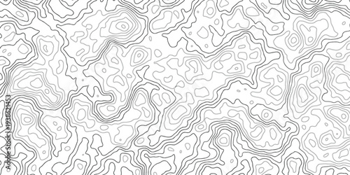 Abstract Topographic Contour Map Pattern Seamless Hand-Drawn Line Art Texture For Design.