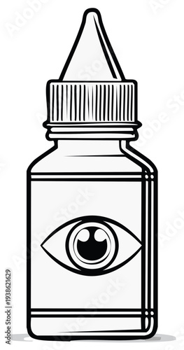 Eye Drop Bottle with Eye Graphic - Medical Care Ophthalmic Treatment Illustration