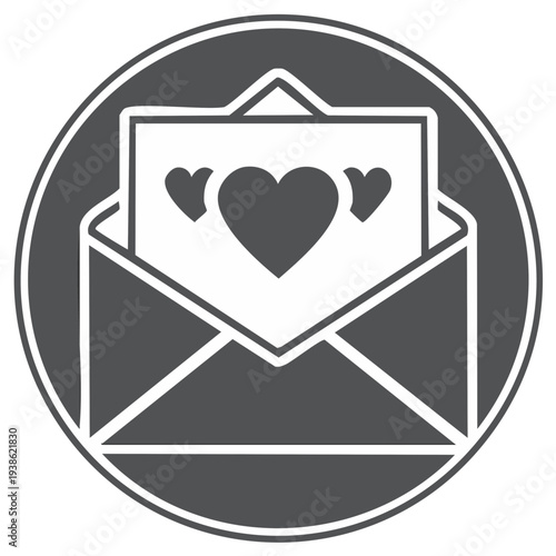 Simple love letter icon with hearts in an open envelope a romantic message symbol