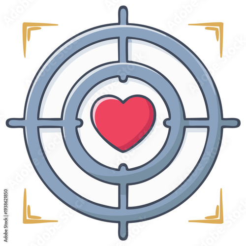 Heart Symbol Within a Target Scope Graphic Design