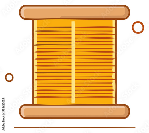 Cartoon yellow thread spool illustration for sewing and craft projects