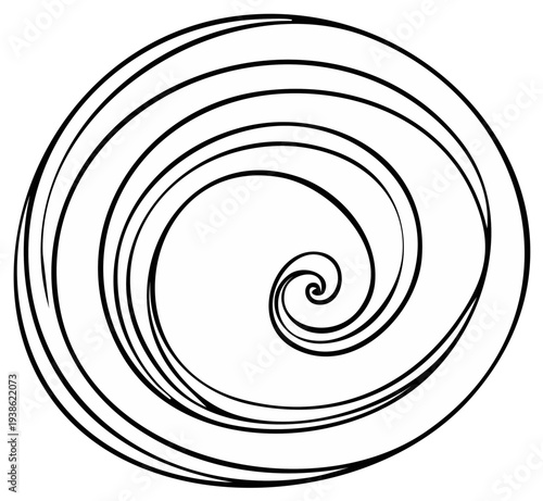 Black and white spiral design on white background