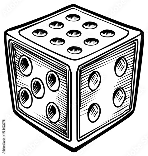 Isometric Dice Illustration for Casino Game, Gambling, and Random Chance