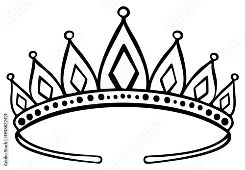 Elegant Crown Outline Icon Symbol for Royalty and Royalty Free Design