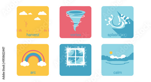 Set of 6 weather icons vector