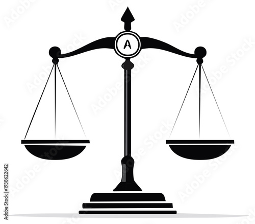 Antique Balance Scale Demonstrates Fairness and Equality with Simple Abstract Design