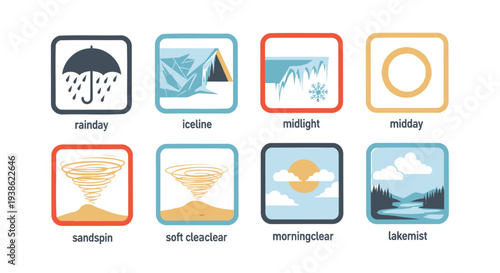 Set of 6 weather icons vector