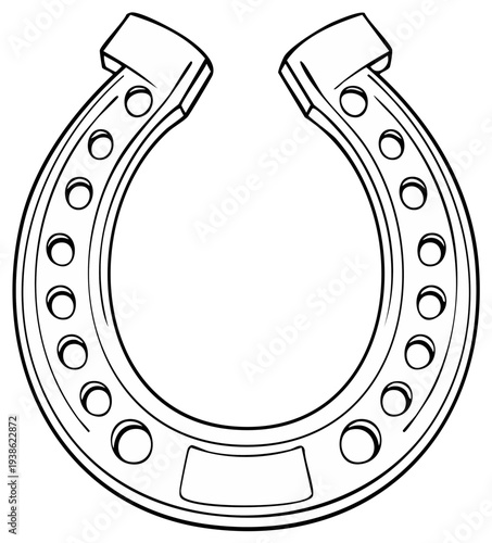 Outlined horseshoe symbol for luck and good fortune on a clean background.
