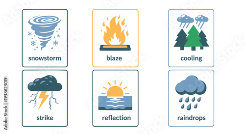Set of 6 weather icons vector
