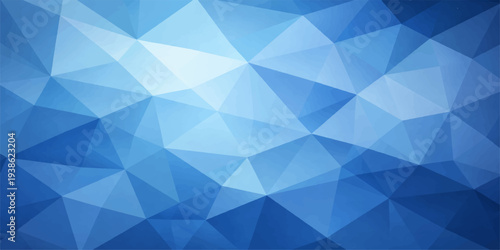 Abstract blue geometric triangle pattern background with polygonal mosaic shapes and futuristic glass light texture