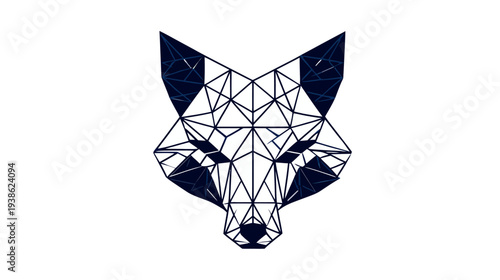 A geometric illustration of an animal's face, constructed of intersecting lines and triangles