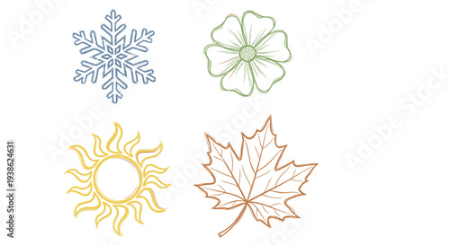 Set of 4 seasonal icons vector