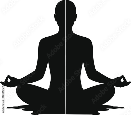 Vector silhouette of a person meditating