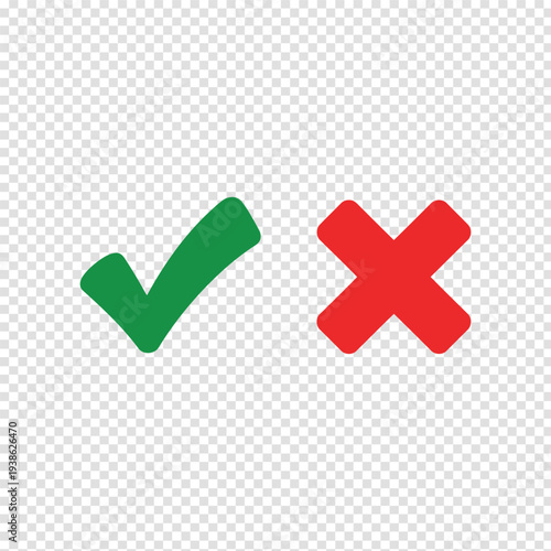 Visual representation of correct and incorrect actions with check and cross symbols Vector