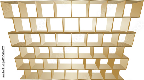 Empty Wooden Shelf Grid Display Background with Multiple Square Compartments