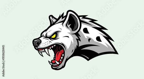 Aggressive Hyena Head Cartoon Illustration.
