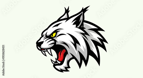 Angry Cartoon Wolf Head with Sharp Teeth.