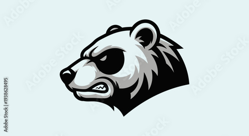 Black and White Raccoon Dog Head Illustration.