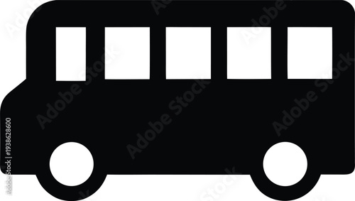 school bus silhouette vector illustration on transparent background