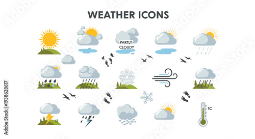 Set of 20 weather icons vector