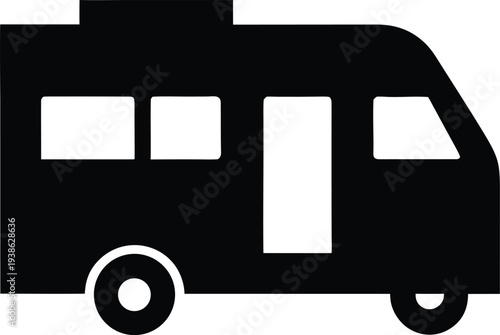 rv silhouette vector illustration on transparent background