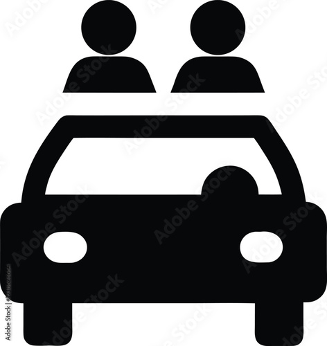 rideshare silhouette vector illustration on transparent background