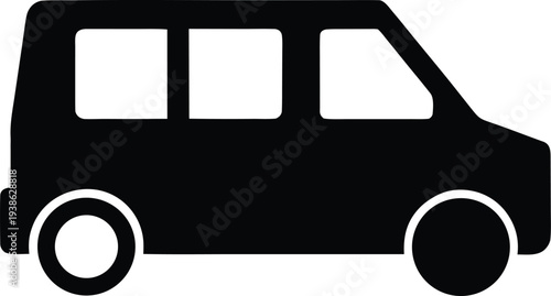 minivan silhouette vector illustration on transparent background