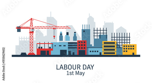 Labour Day cityscape vector illustration