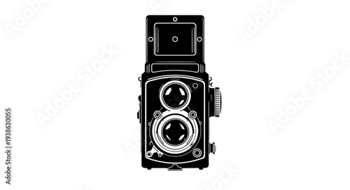 Vintage Camera Illustration on White Background.