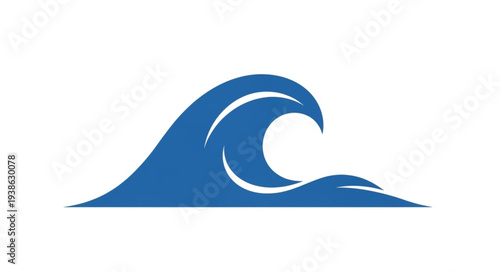 Blue ocean wave illustration on white background.