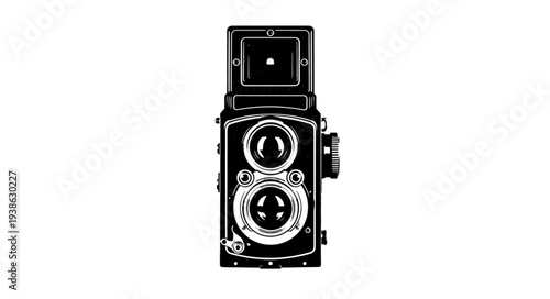 Vintage Camera Illustration on White Background.
