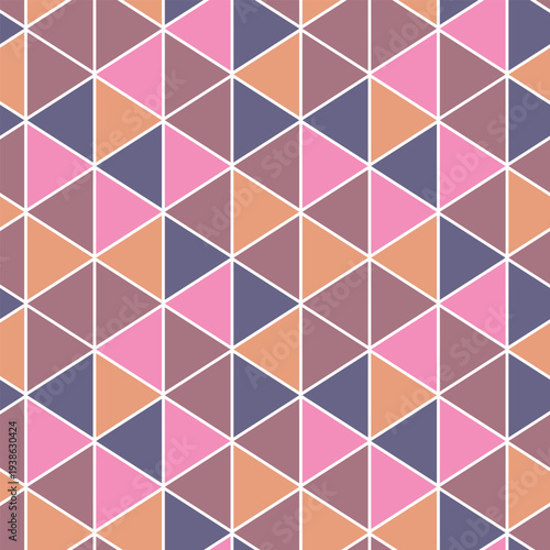 Seamless pattern with triangle decoranive art print. Polygonal rainbow mosaic background. Abstract vector illustration. Triangular graphic Simple pattern geometric design for fabric, wallpaper.