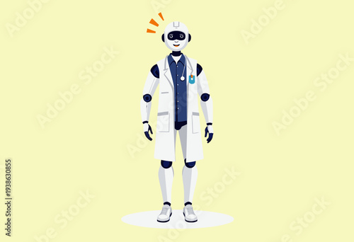 Futuristic Humanoid Robot Doctor Representing Advanced Healthcare Technology in a Medical Setting