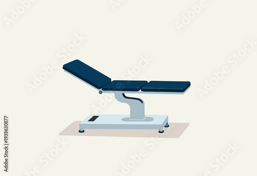 Illustration of a Modern Adjustable Medical Examination Table in a Minimalist Setting