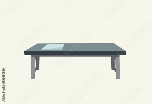 Sleek Modern Coffee Table with Integrated Glass Panel and Contemporary Metal Legs for Minimalist Living Spaces