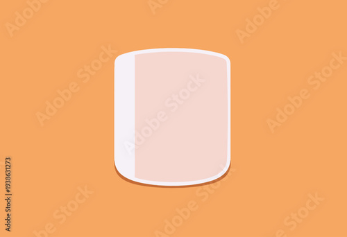 Minimalistic Abstract Artwork Featuring a Simplistic Geometric Shape with Soft Colors on a Vibrant Orange Background