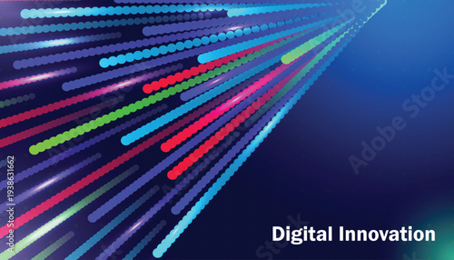 Abstract digital innovation technology background with neon data lines speed motion futuristic vector