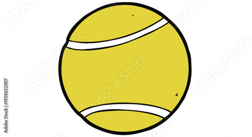 Simple cartoon tennis ball illustration with bright yellow color and white accents