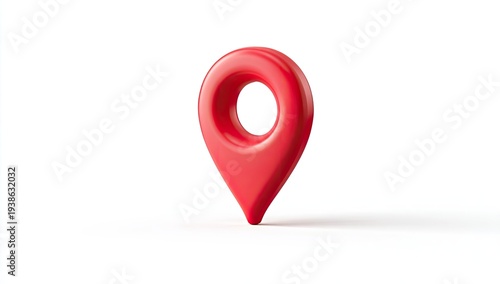 Free Download 3D rendered, glossy red location pin icon with a circular opening, casting a shadow - GFXLoad
