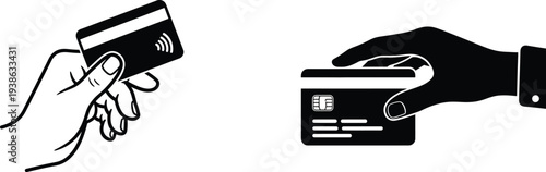 Credit card transaction and hand holding a card