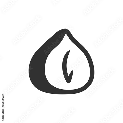Hazelnut icon. Nut food and natural ingredient. Monochrome black and white symbol