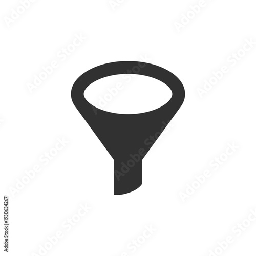 Funnel icon. Filtering and sorting process concept. Monochrome black and white symbol