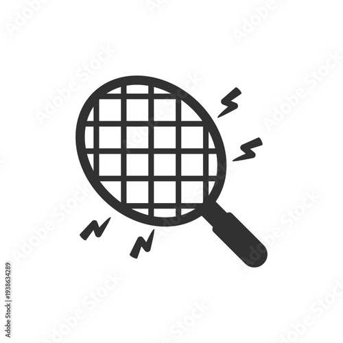 Electric bug zapper racket icon. Electronic insect killer device. Monochrome black and white symbol